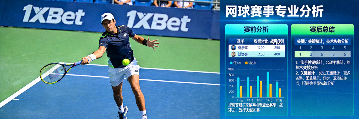 1xBet 網球賽事直播與賽前賽後專業分析報告畫面
